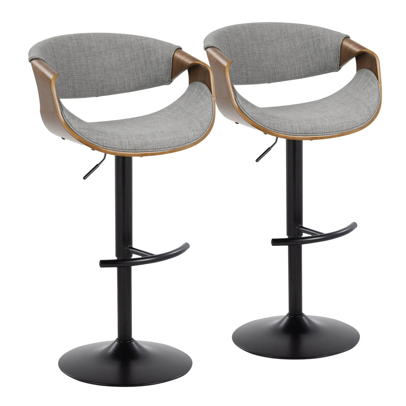 Curvo - Mid Century Modern Adjustable Barstool With Swivel & Rounded T Footrest (Set of 2) by HouseOfZazla