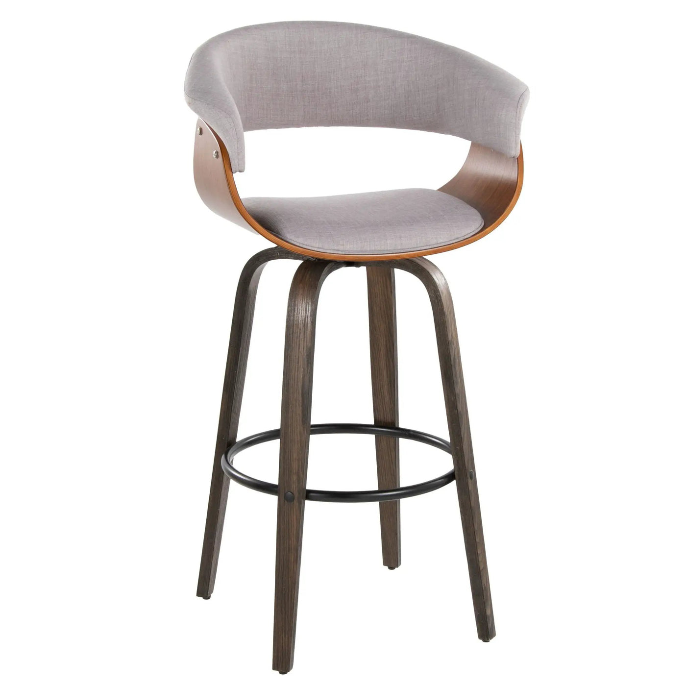 Vintage Mod - Mid Century Modern Fixed Height Barstool With Swivel & Round Footrest (Set of 2) by HouseOfZazla