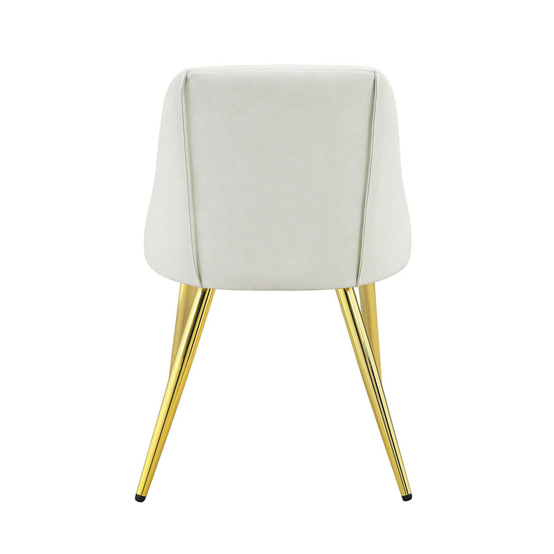 White Synthetic Leather Side Chair Set of 2 with Chrome Legs, photo 9 of 9