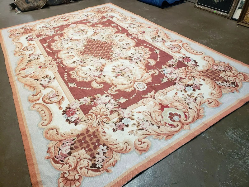 6' X 9' Vintage Handmade Chinese Needlepoint Wool Rug Flat Weave by Jewel Rugs