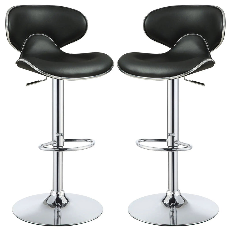 Bar Stool With Curved Design, Height Adjustable & Swivel Base (Set of 2) - Black by HouseOfZazla
