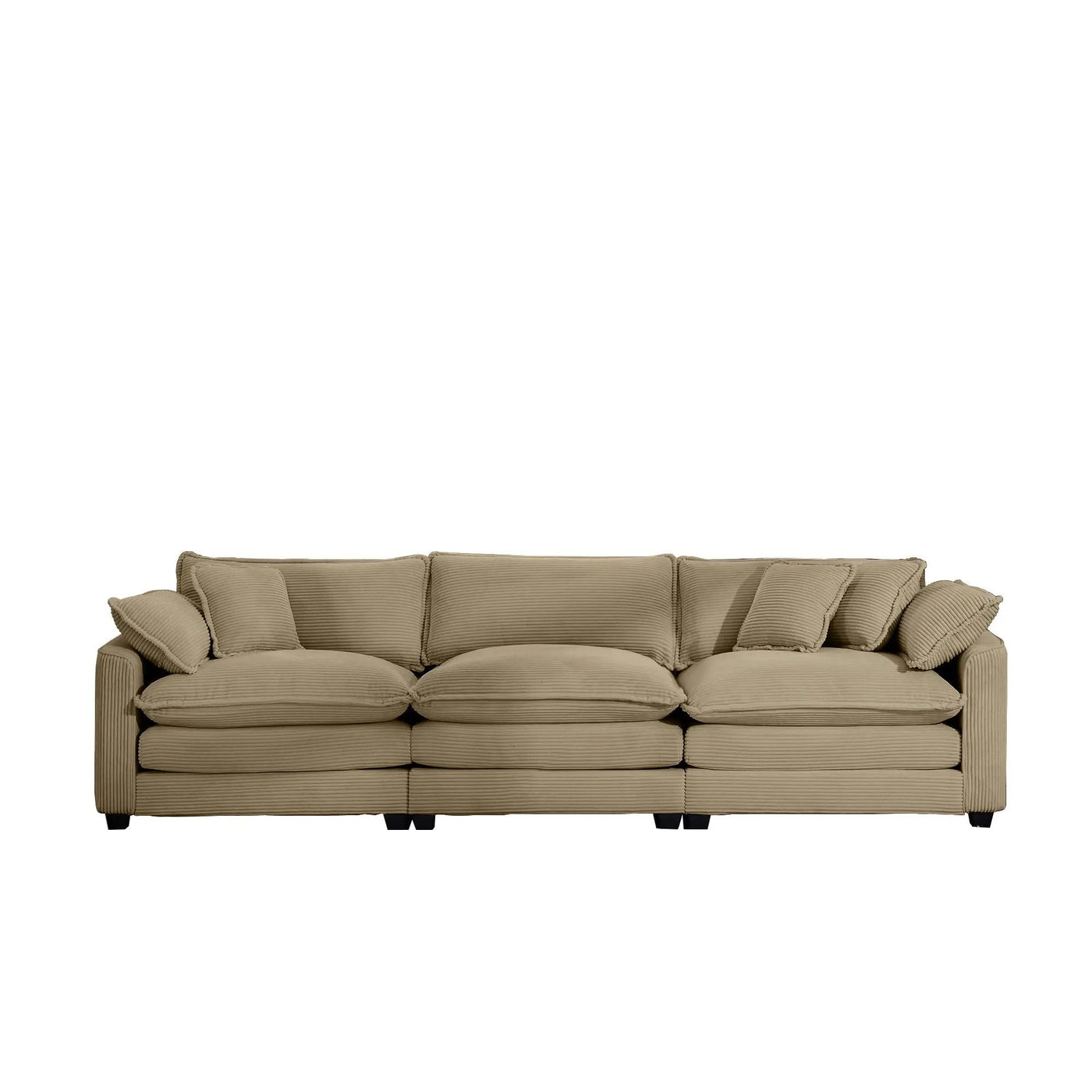 Mid-Century Modern 3 Seater Sectional Sofa With Arm And Throw Pillows by Unique Piece Furniture