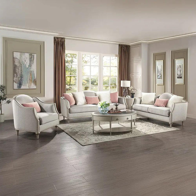 Kasa - Sofa With 5 Pillows - Beige Linen & Champagne by Unique Piece Furniture