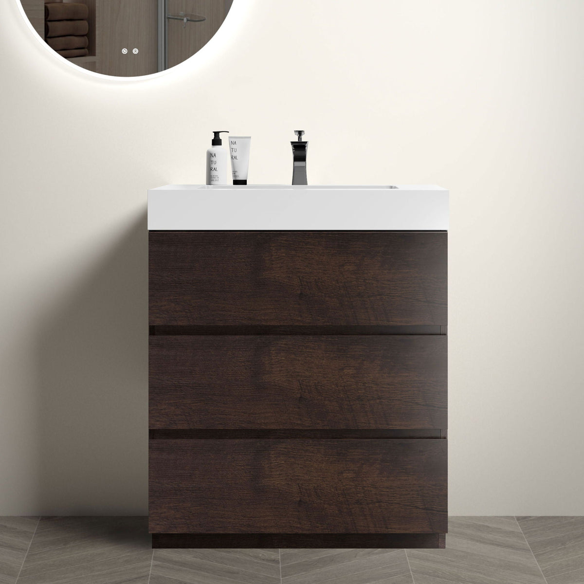 Alice Bathroom Vanity with Large Storage and One-Piece Sink Basin – Black or White, photo 19 of 24