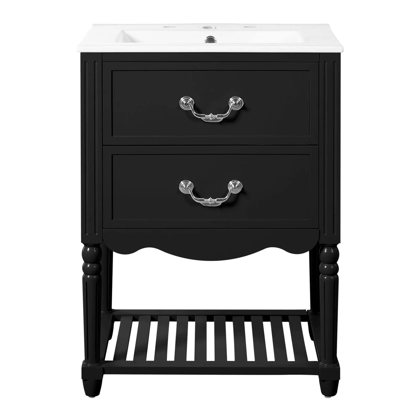 Wave Design Bathroom Vanity With Sink, 2 Drawers And Open Shelf by HouseOfZazla