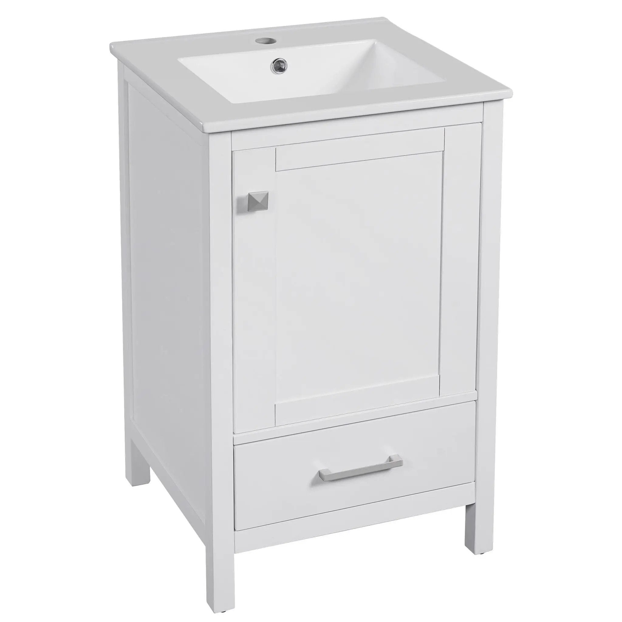 Bathroom Vanity With Ceramic Sink, Soft Close Drawers, Door Organizer, Divider Drawer, Adjustable Foot Pads by HouseOfZazla