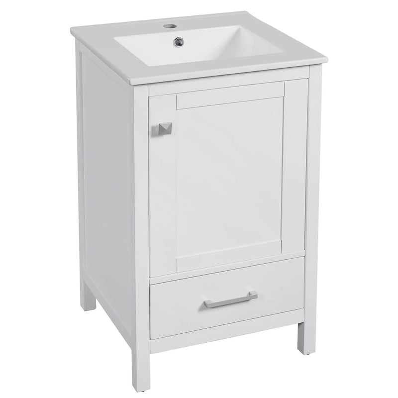 Bathroom Vanity With Ceramic Sink, Soft Close Drawers, Door Organizer, Divider Drawer, Adjustable Foot Pads by HouseOfZazla