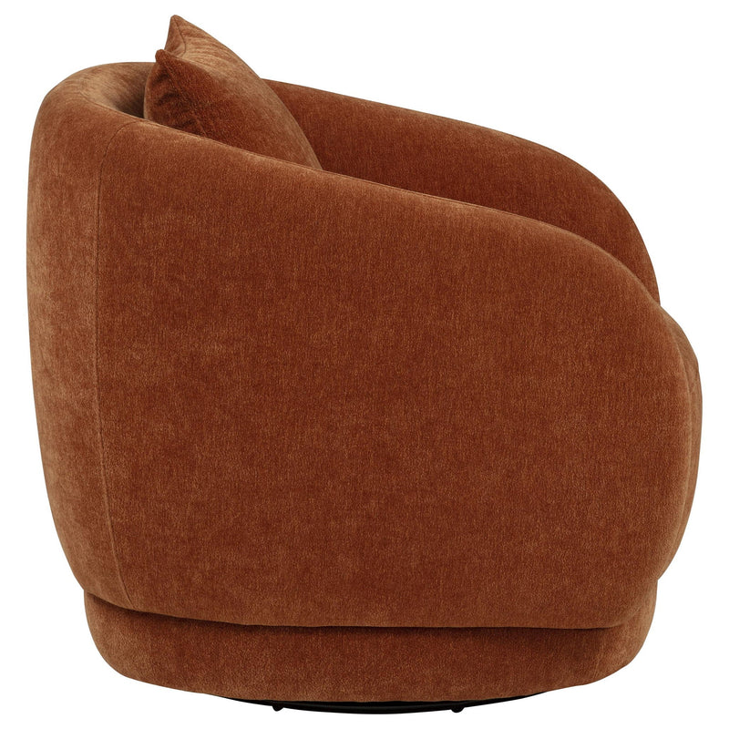 Arnaud Chenille Upholstered Swivel Accent Chair Burnt Orange by Unique Piece Furniture