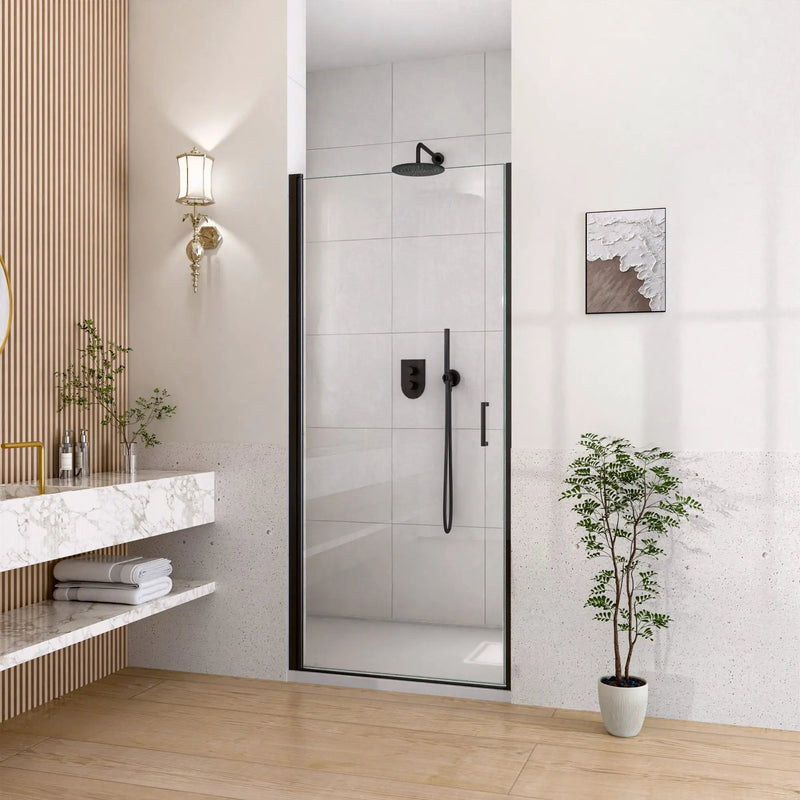 32" W x 72" H Semi-Frameless Circular Pivot Shower Door in Matte by HouseOfZazla