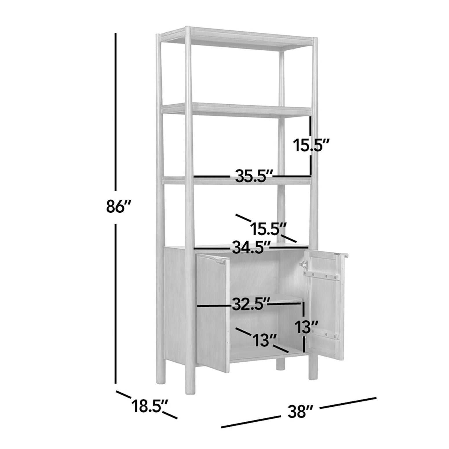 Nolan - Bookcase With Lower Cabinet - Natural by HouseOfZazla