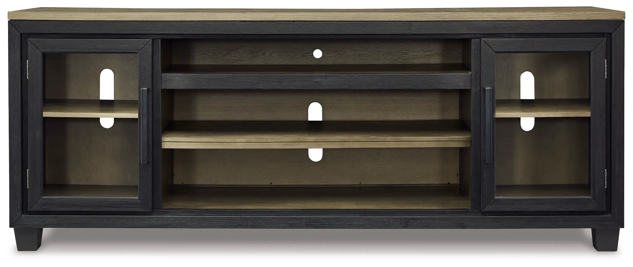 Foyland - XL TV Stand w/Fireplace Option - Black / Brown by Unique Piece Furniture