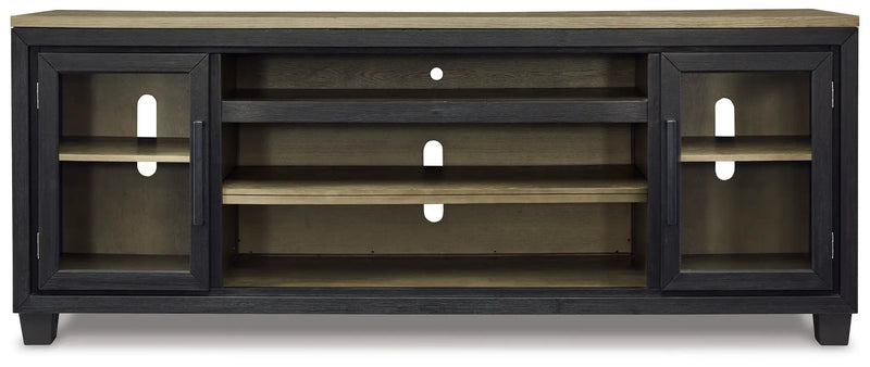 Foyland - XL TV Stand w/Fireplace Option - Black / Brown by Unique Piece Furniture
