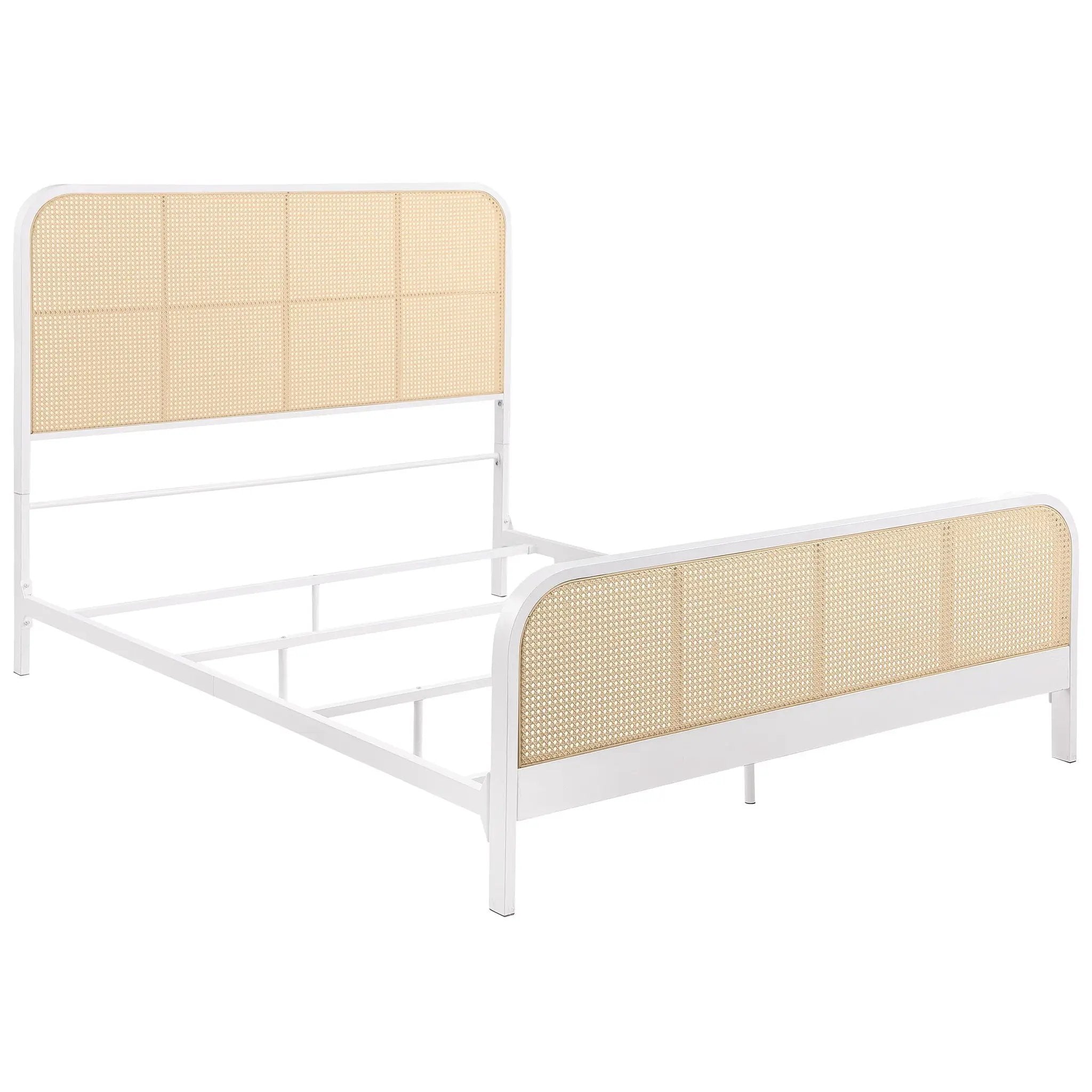 Lanewood Open Cane Webbing Metal Queen Bed White by Unique Piece Furniture