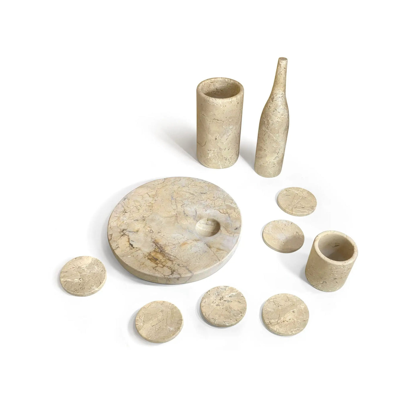 10 Pieces Luxury Natural Marble Dining Room Accessories Set by HouseOfZazla