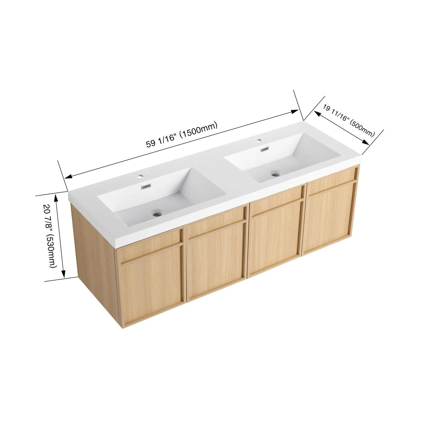 Wall-Mounted Bathroom Vanity With Resin Sink And Soft Closing Doors by HouseOfZazla