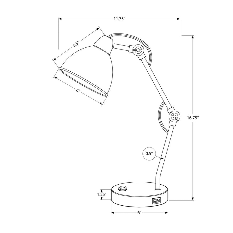 Lighting, Table Lamp, USB Port Included, Nickel Metal, Nickel Shade, Modern - Silver by Unique Piece Furniture