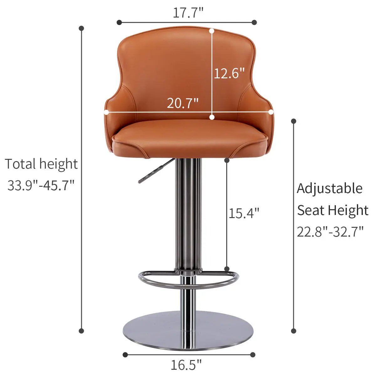 Titanium Stainless Steel Bar Stool, Grade Modern Bar Chair With Backrest, Swivel Adjustable Height For Kitchen Counter And Dining Room by HouseOfZazla