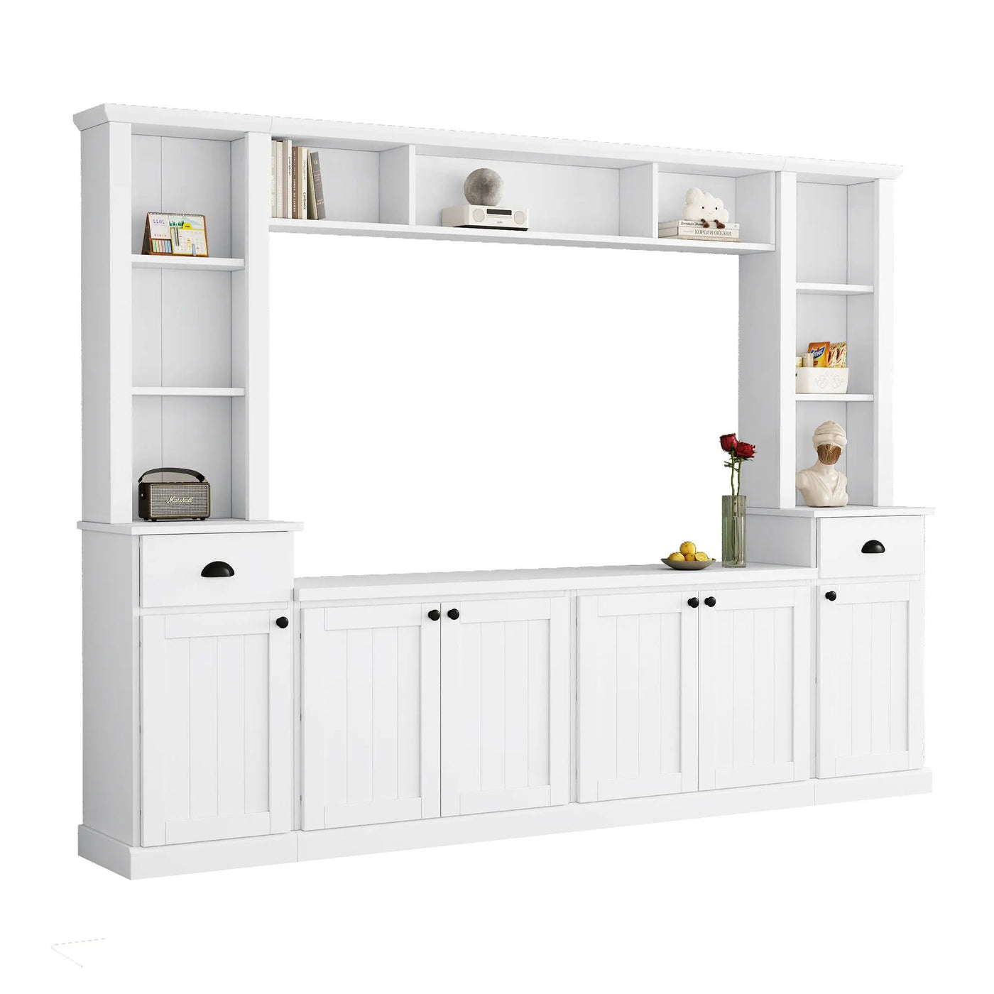 Minimalist Entertainment Wall Unit Set With Bridge For TVs Up To 75" by HouseOfZazla