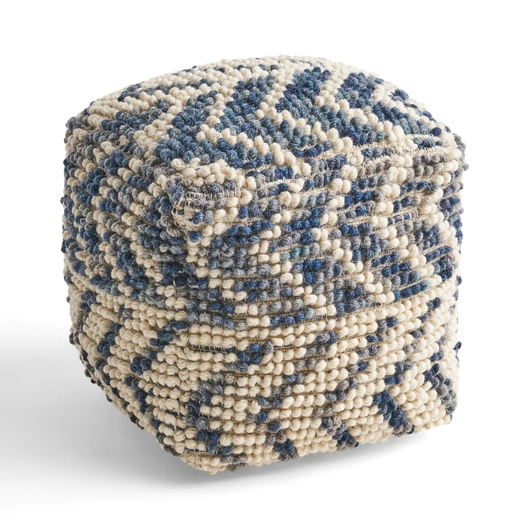 Alina Wool and Cotton Pouf - Natural by HouseOfZazla