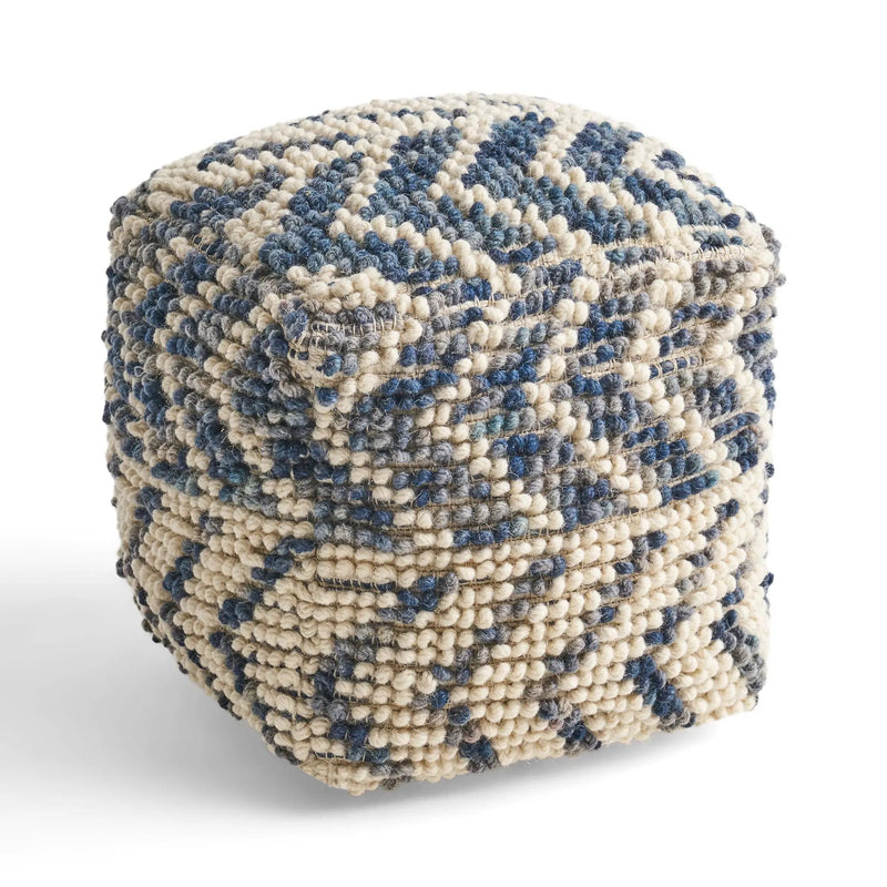 Alina Wool and Cotton Pouf - Natural by HouseOfZazla