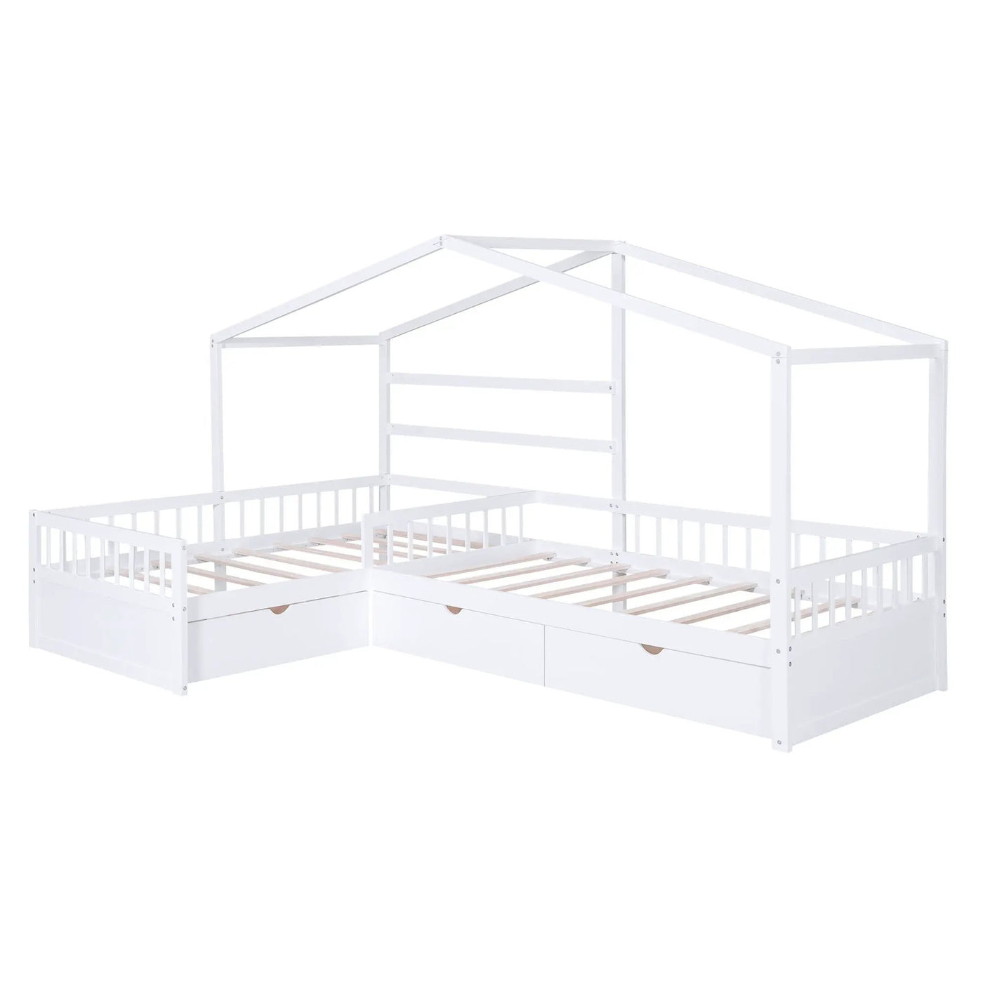 L Shape Platform Bed With 3 Storage Drawers by HouseOfZazla