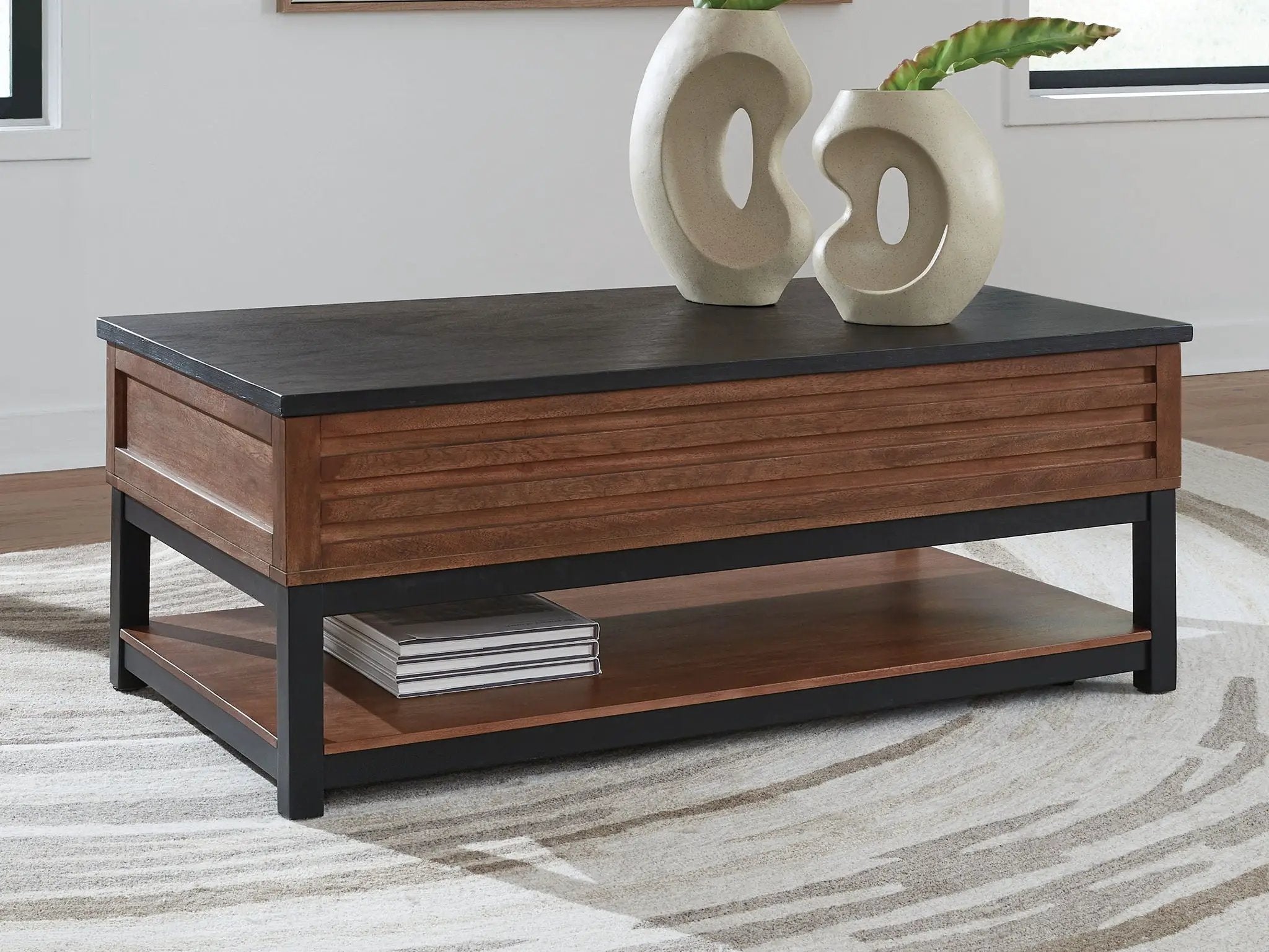 Kallari - Lift Top Cocktail Table - Warm Brown / Black by Unique Piece Furniture