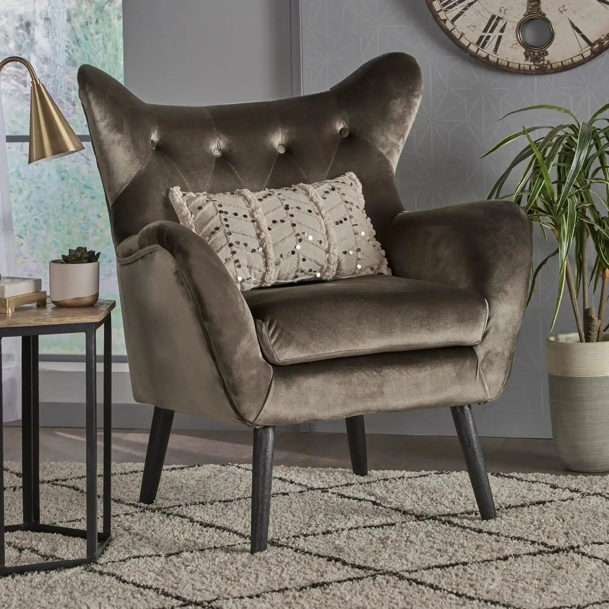 Alyssa Mid Century Upholstered Arm Chair With Wingback Design by HouseOfZazla