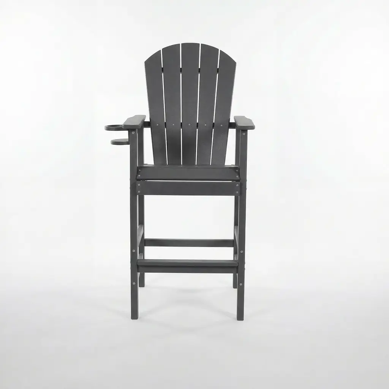 HDPE Bar Height Adirondack Chair with Cup Holder - Gray by HouseOfZazla