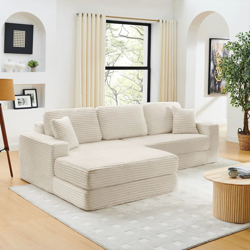 Modern Minimalist L Shape Modular Sectional Sofa, Couch by HouseOfZazla