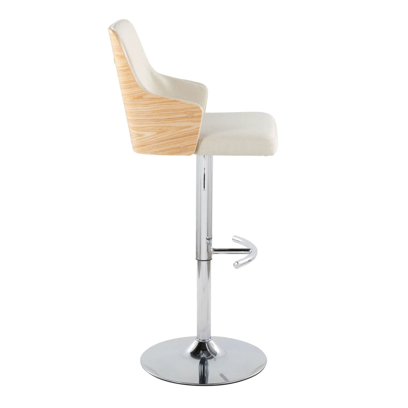 Stella - Contemporary Adjustable Barstool Stool With Swivel & Rounded T Footrest (Set of 2) by HouseOfZazla