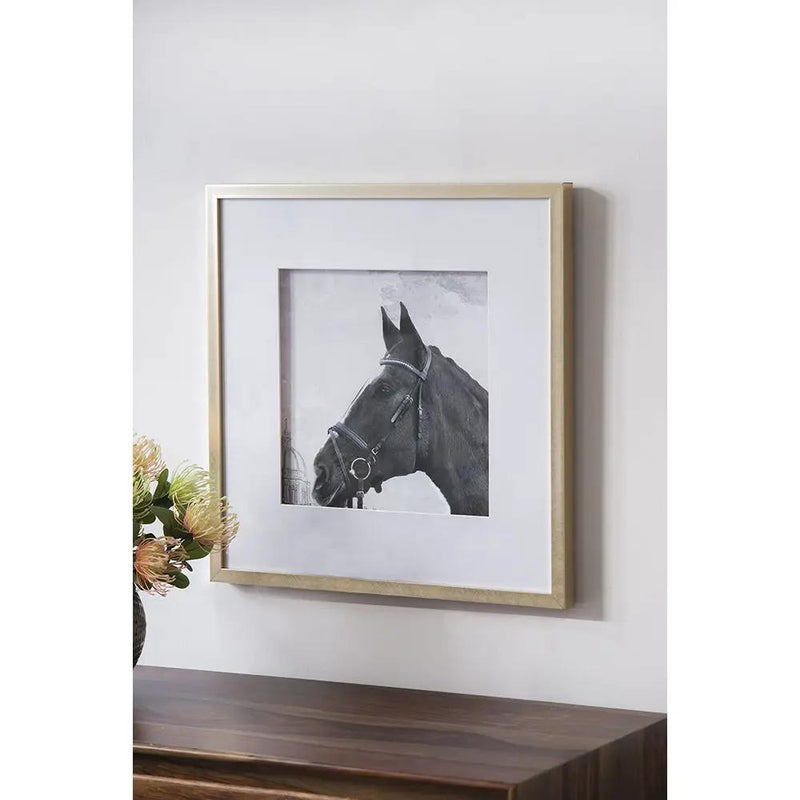 Wall Art Horse Animal Printing, Wall Decor Accent (Set of 2) - Golden / White by HouseOfZazla