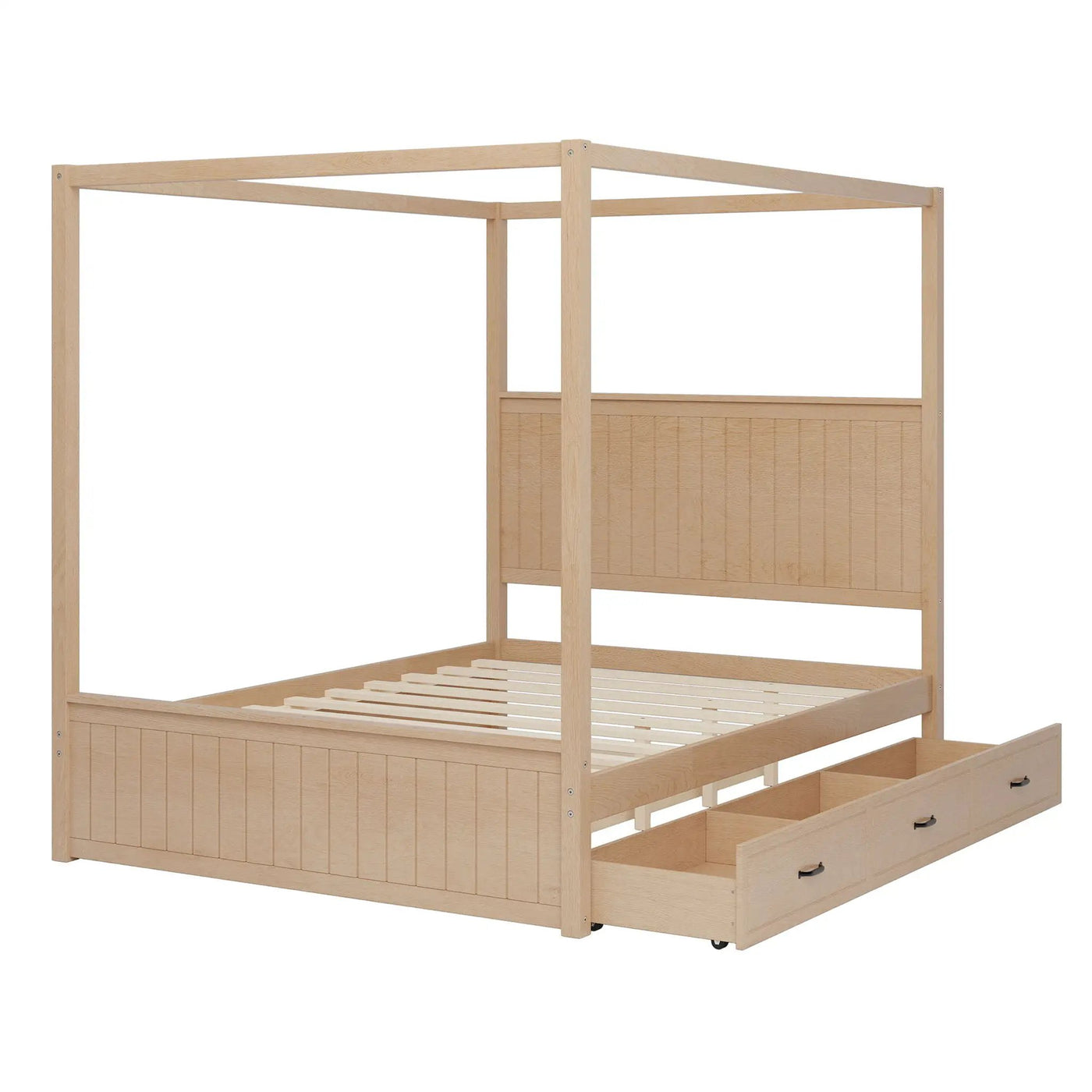 Canopy Platform Bed With Trundle And 3 Storage Drawers by HouseOfZazla