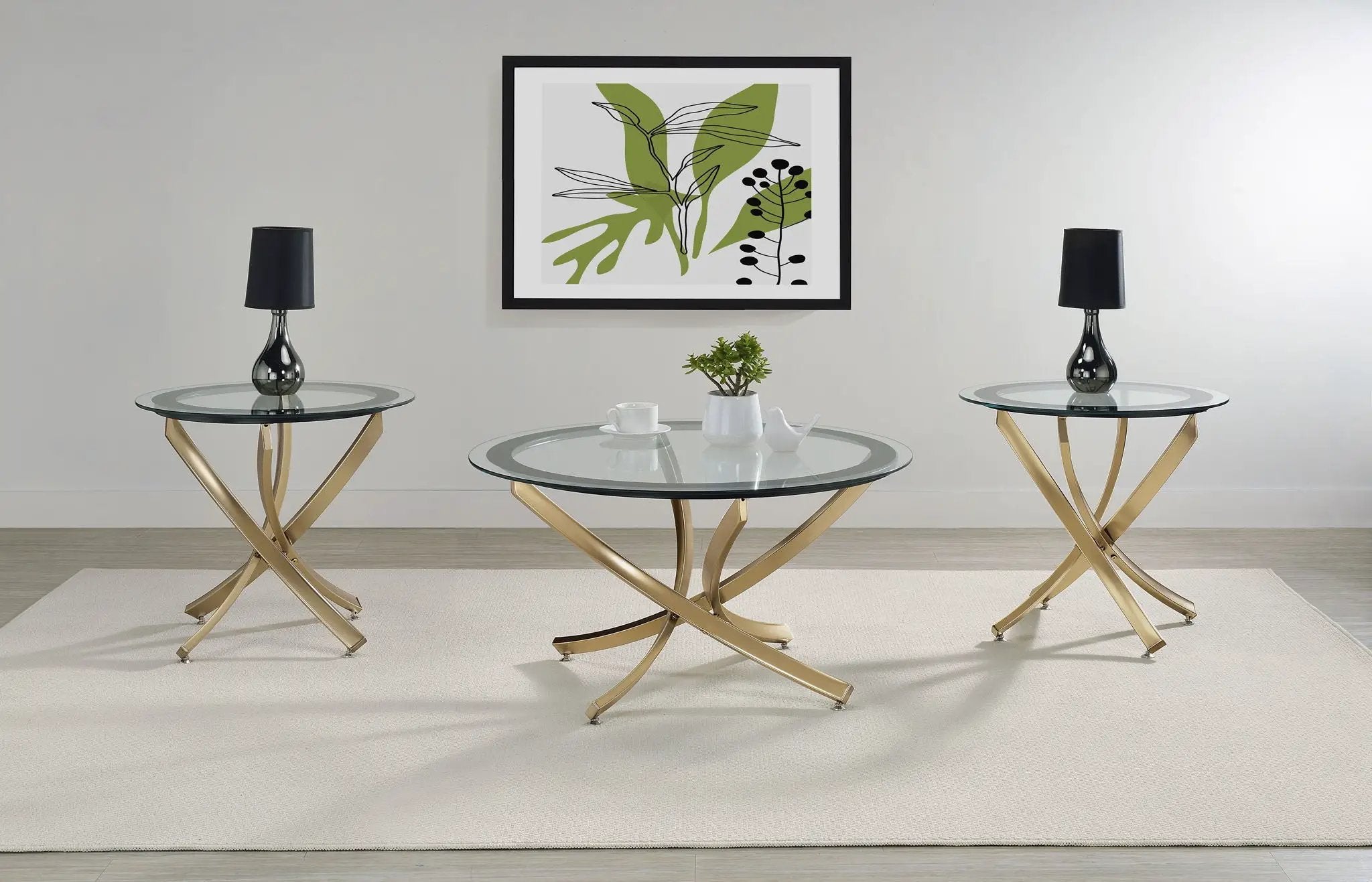 Brooke 3-piece Round Coffee and End Table Set Rose Brass by Unique Piece Furniture