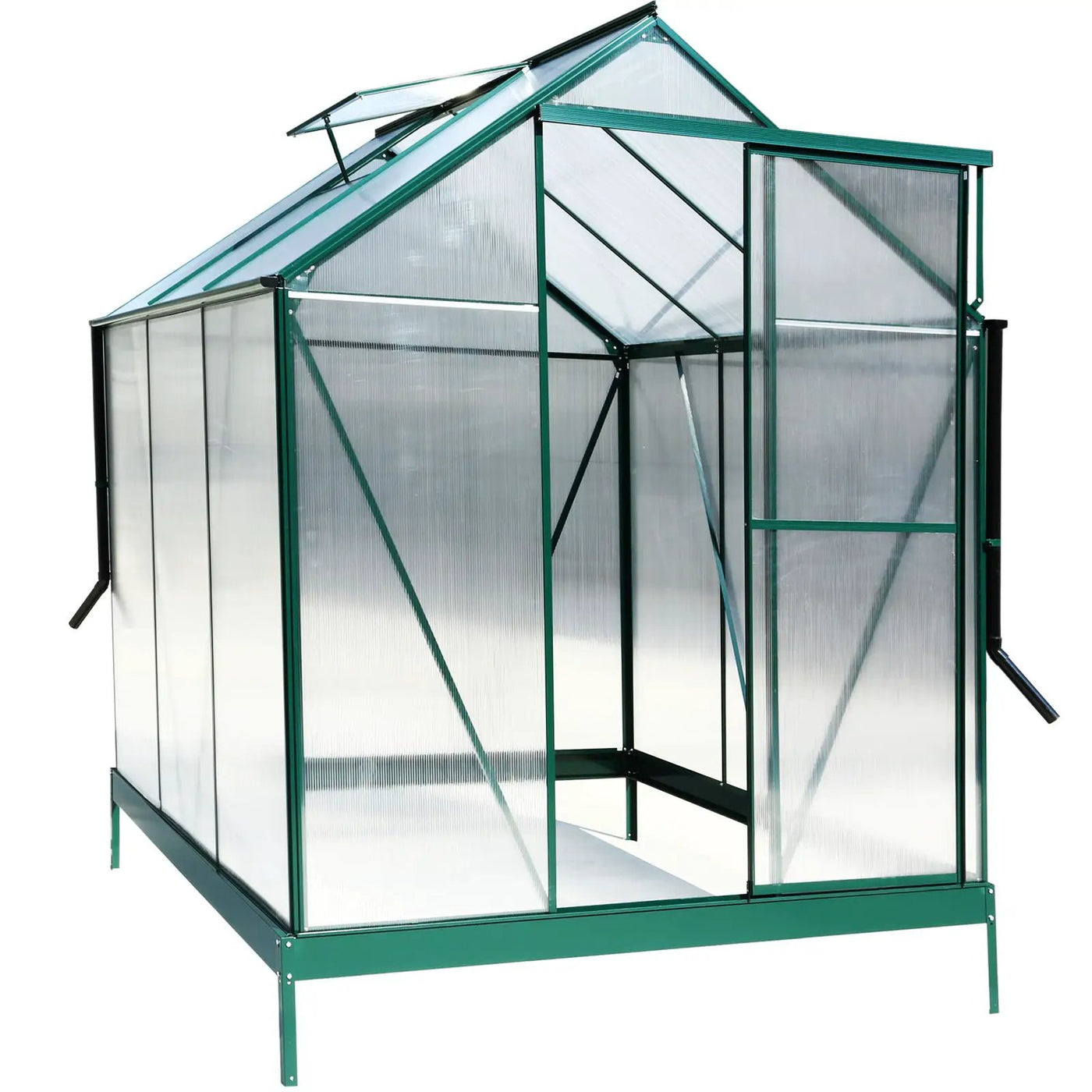 Polycarbonate house, Heavy Duty Outdoor Aluminum Walk-In House Kit With Rain Gutter, Vent And Door For Backyard Garden by HouseOfZazla