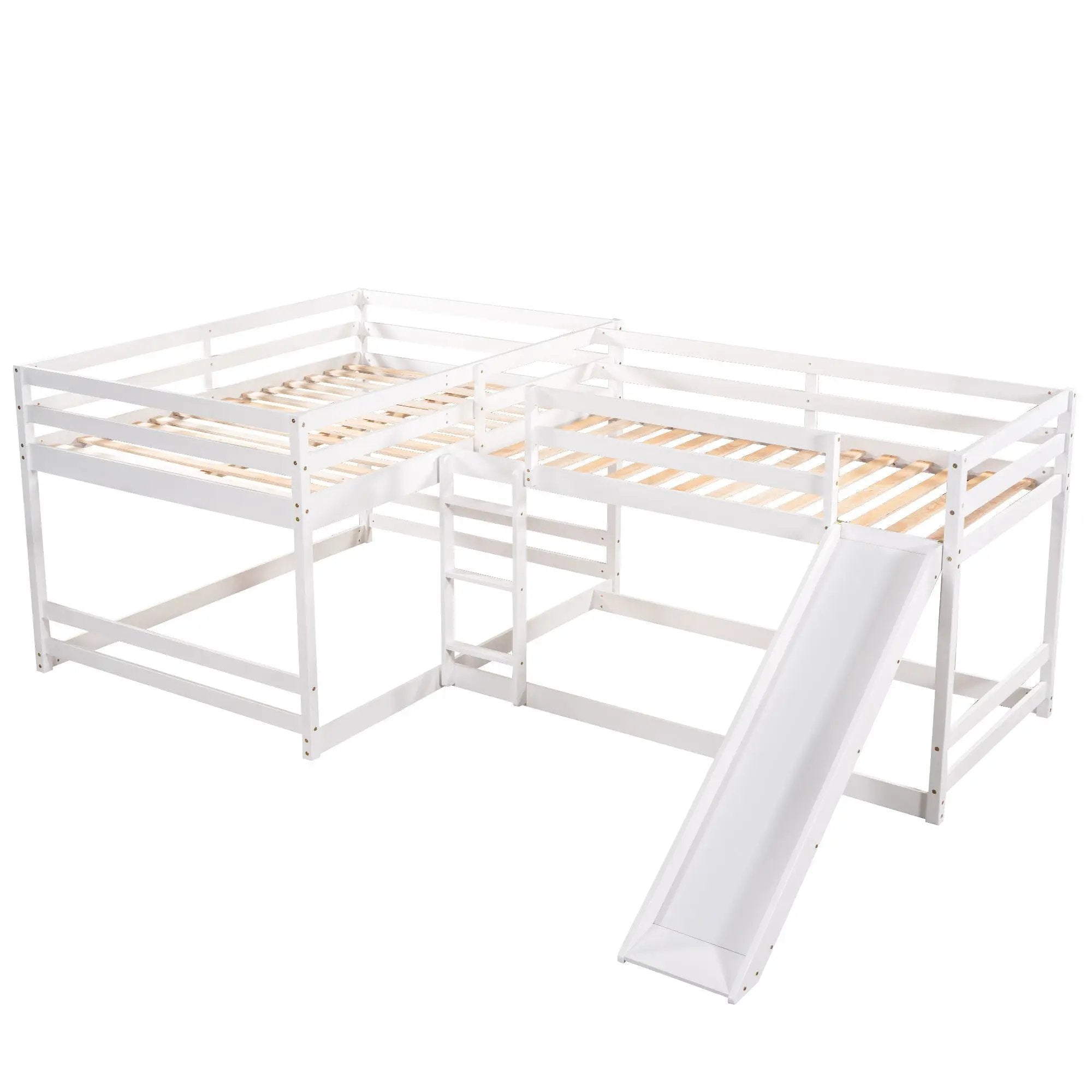 L-Shaped Bunk Bed With Slide And Short Ladder by HouseOfZazla