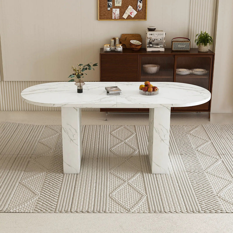 Oval Dining Table With Wood Strip Base by Unique Piece Furniture