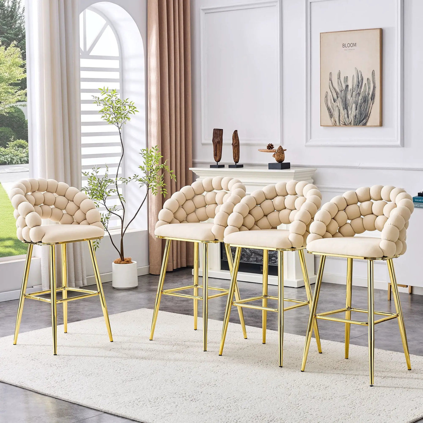 Bubble, Ball Chain Tufted Bar Chairs For Kitchen Island & Home Bar (Set of 2) by HouseOfZazla