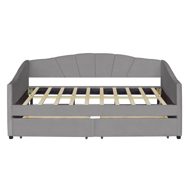 Upholstered Daybed With Two Drawers And Wood Slat by HouseOfZazla
