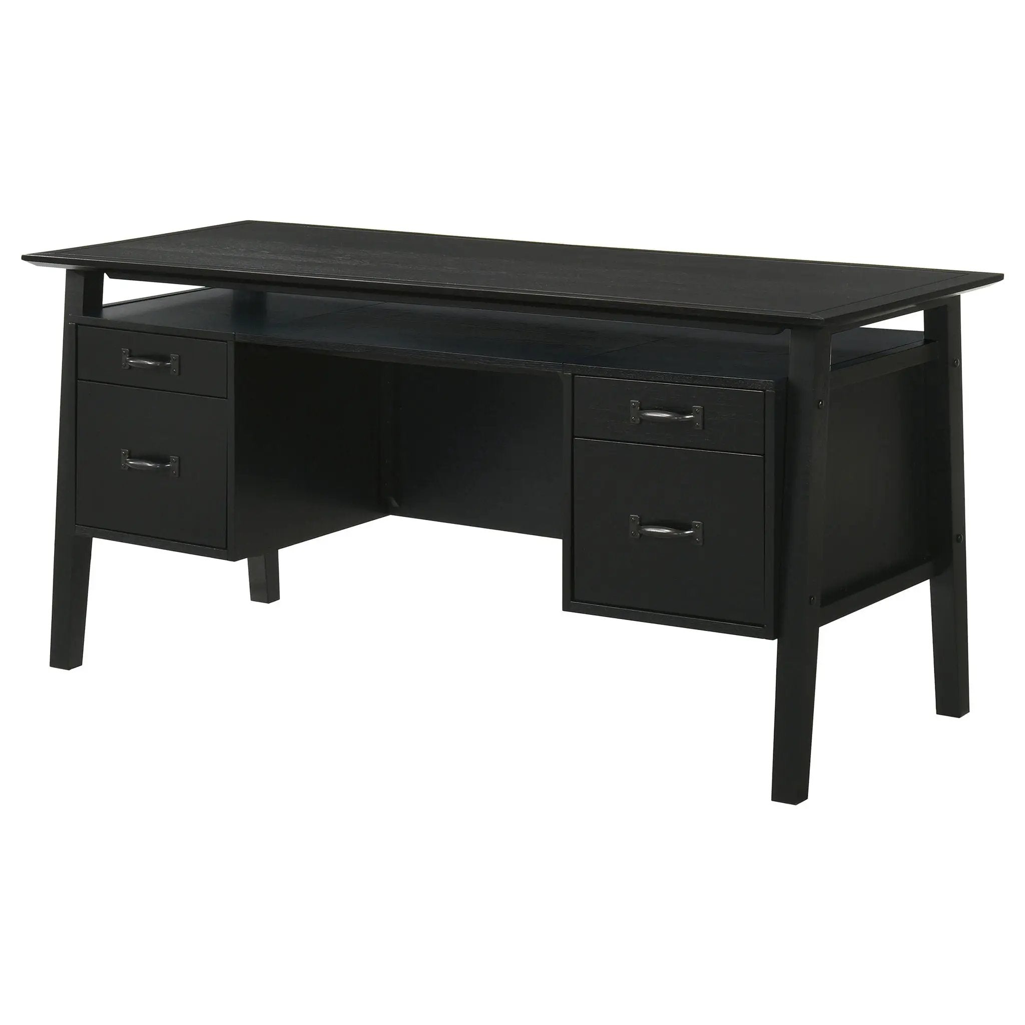 Goodson 64-inch 4-Drawer Double Pedestal Computer Desk Black by Unique Piece Furniture