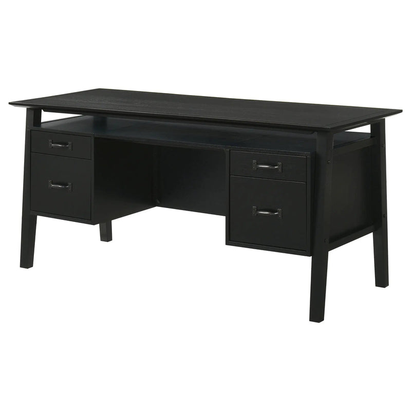 Goodson 64-inch 4-Drawer Double Pedestal Computer Desk Black by Unique Piece Furniture