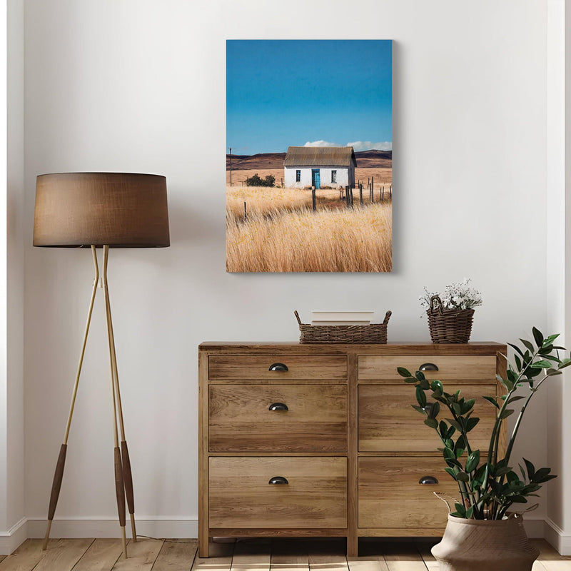 House, Barn Picture Wall Art For Home Decor - Natural / Blue by Unique Piece Furniture