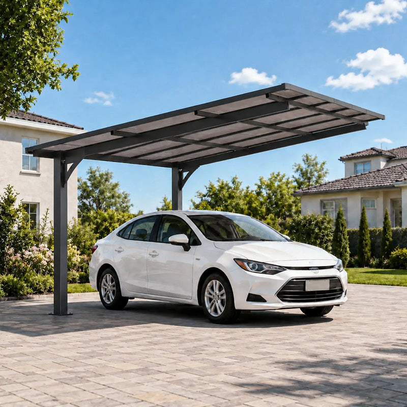 10x10FT PC Roof Carport with Galvanized Steel Frame and Sloped Roof by HouseOfZazla