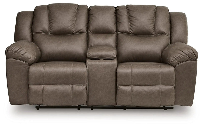 Lowilla - Double Reclining Loveseat With Console - Driftwood by Unique Piece Furniture