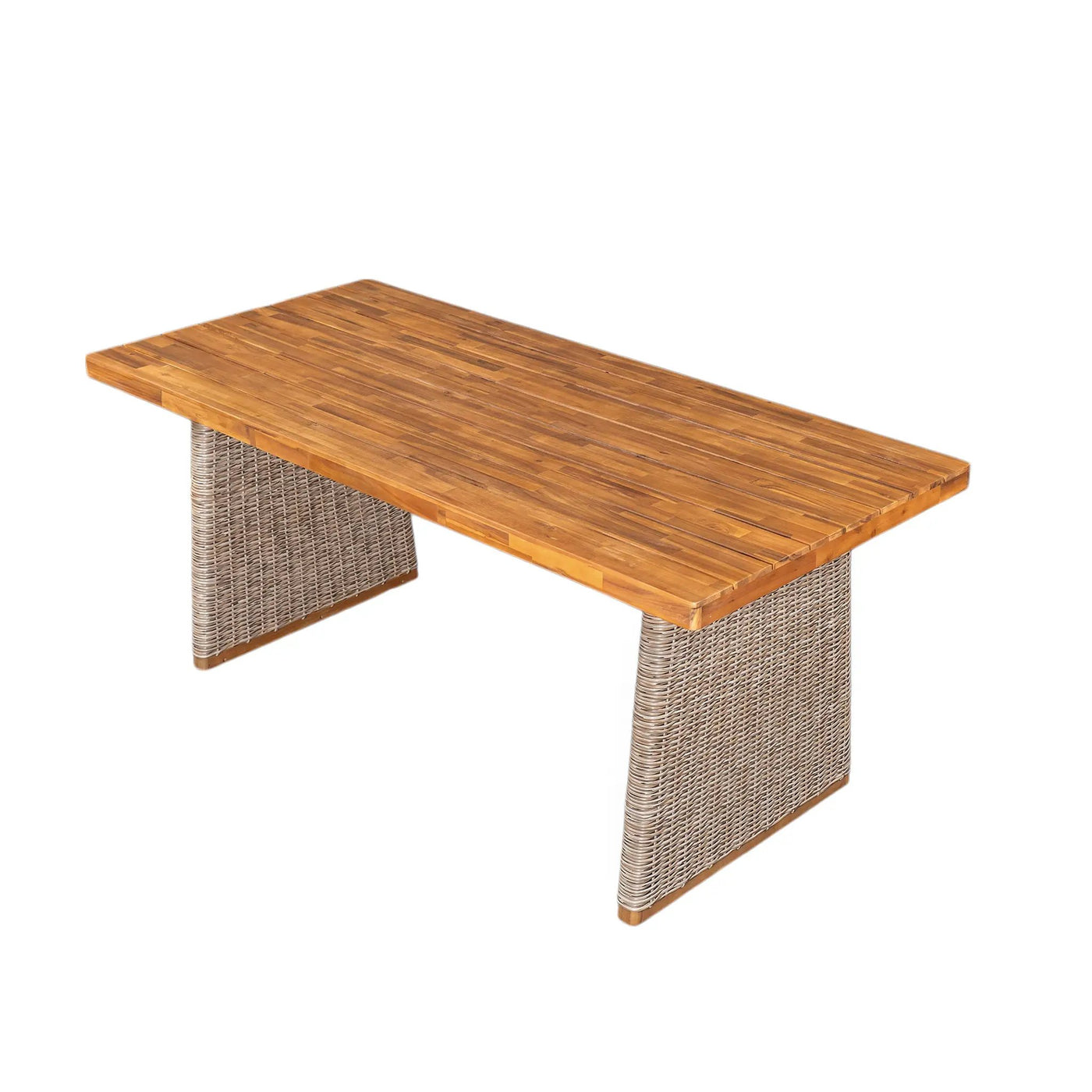 Outdoor 3 Piece Acacia Wood Dining Set with Handwoven Rattan Legs by HouseOfZazla