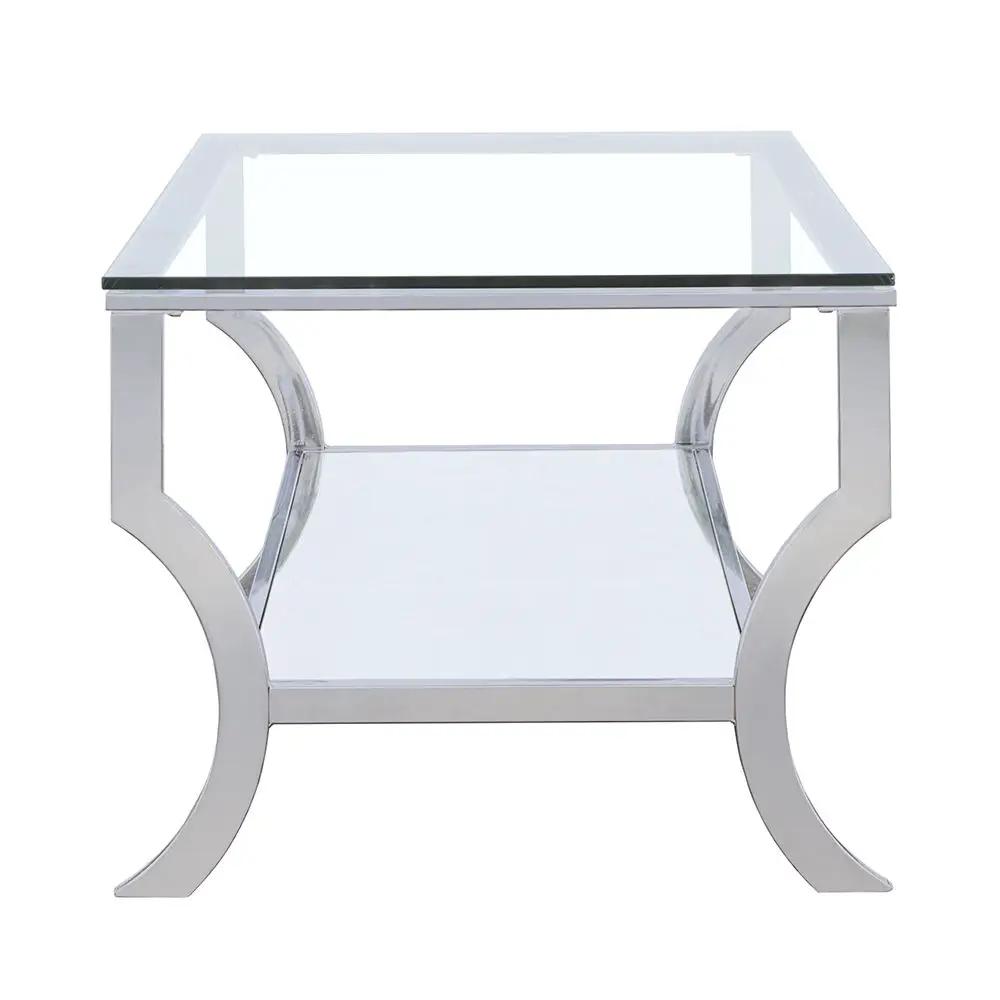 Saide Rectangular Glass Top Coffee Table Chrome by Unique Piece Furniture