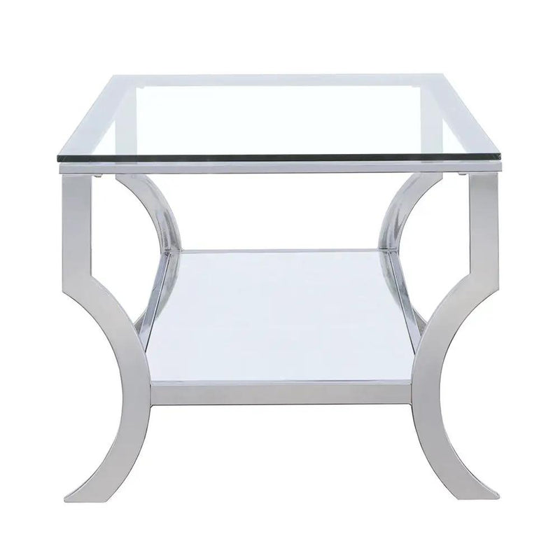 Saide Rectangular Glass Top Coffee Table Chrome by Unique Piece Furniture