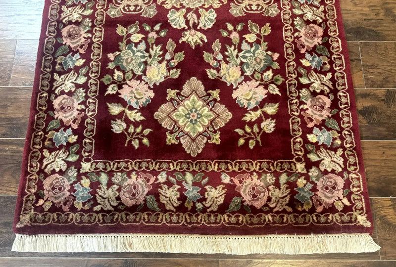 Indo Persian Kerman Rug 4x6, Burgundy, Floral by Jewel Rugs