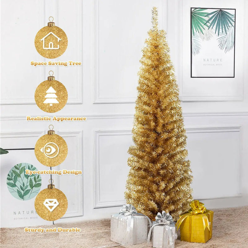 6 Feet Tinsel Tree Unlit Slim Pencil Christmas Tree by DirectDeals