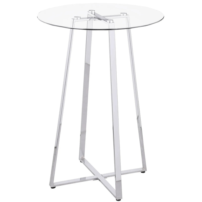 Zanella Round 30-inch Glass Top Bistro Bar Table Chrome by Unique Piece Furniture