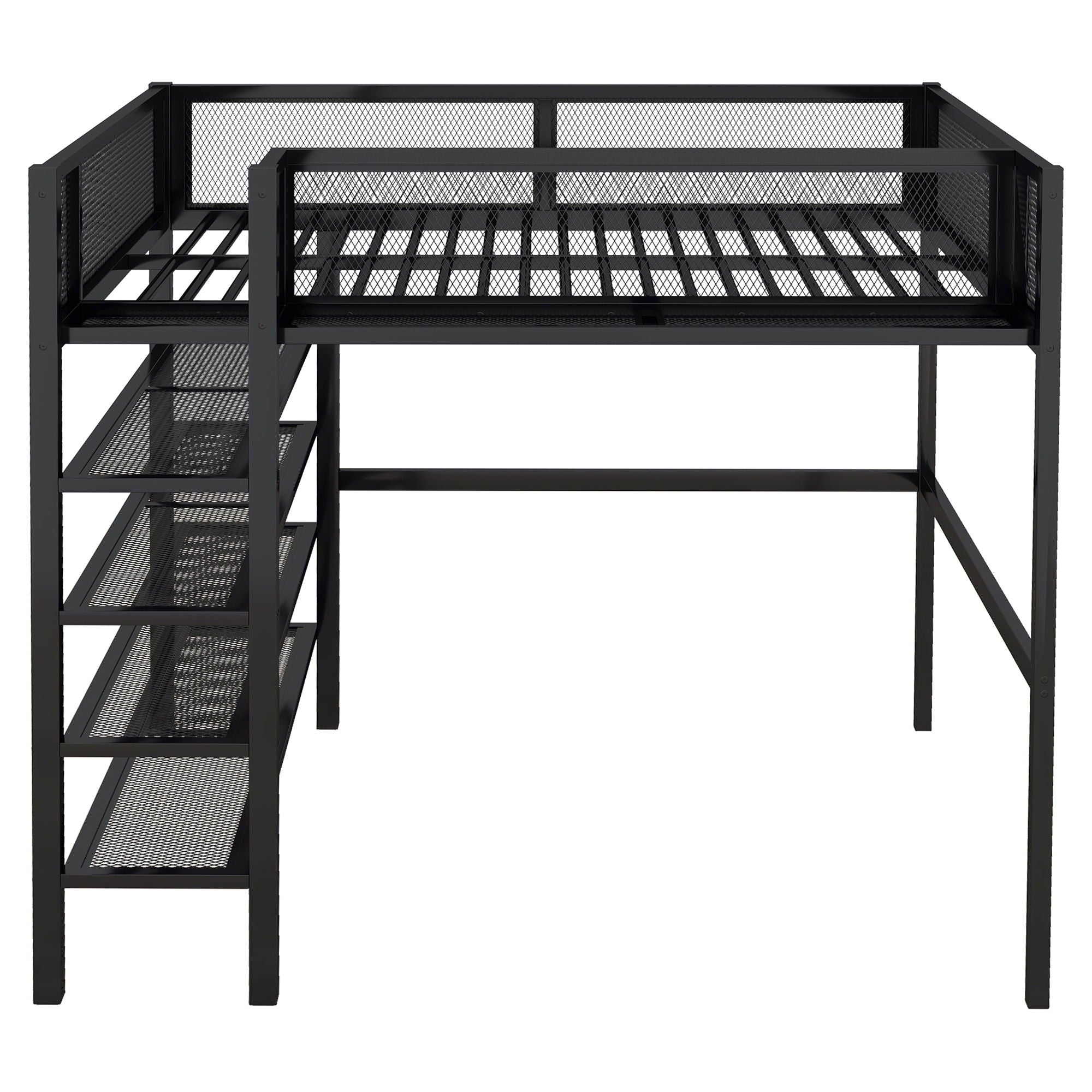 Loft Bed With 4 Tier Shelves And Storage by HouseOfZazla